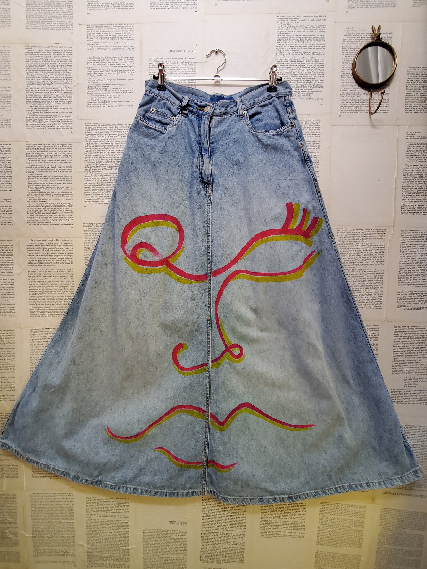 FACED JEAN SKIRT