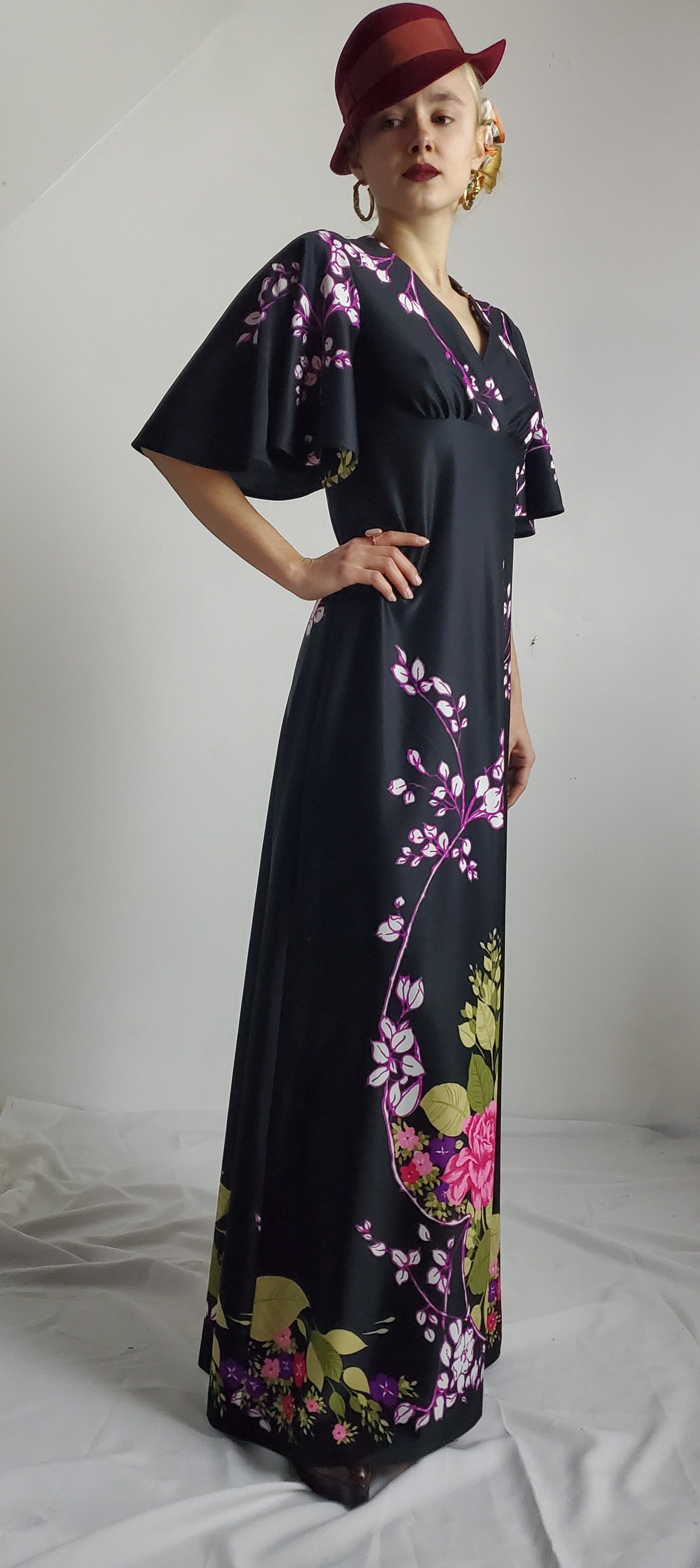 MAXI DRESS 70S BLACK