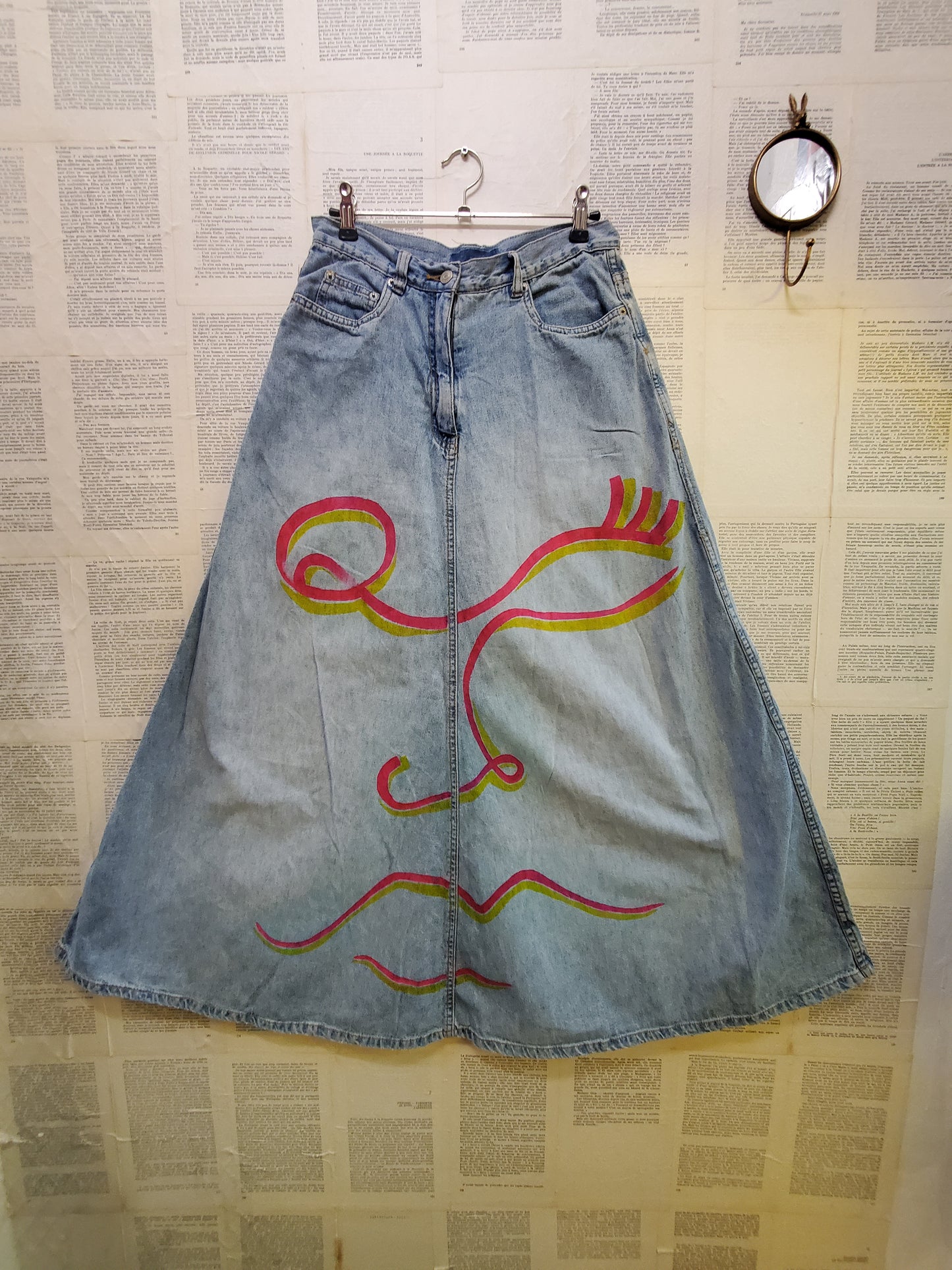 FACED JEAN SKIRT