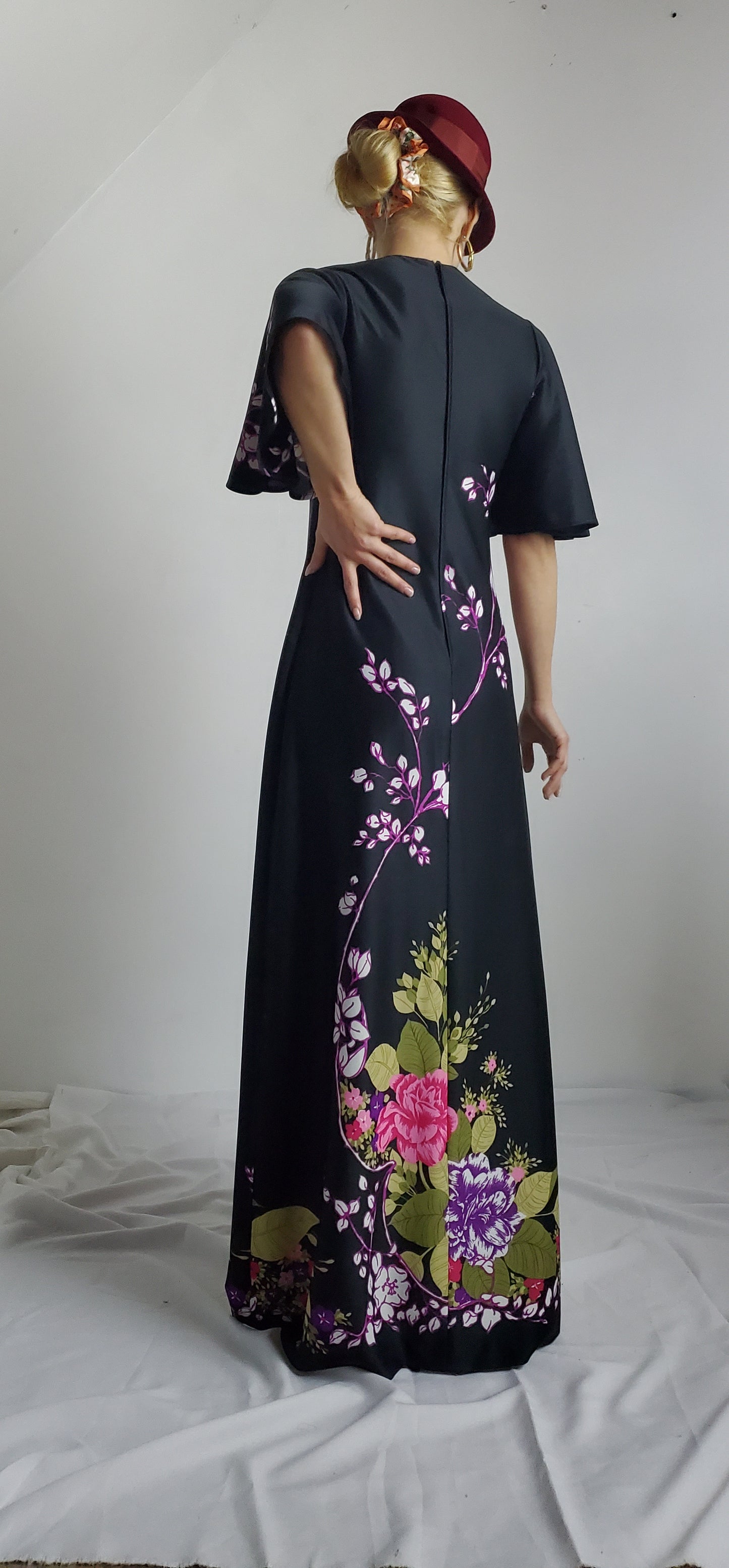 MAXI DRESS 70S BLACK