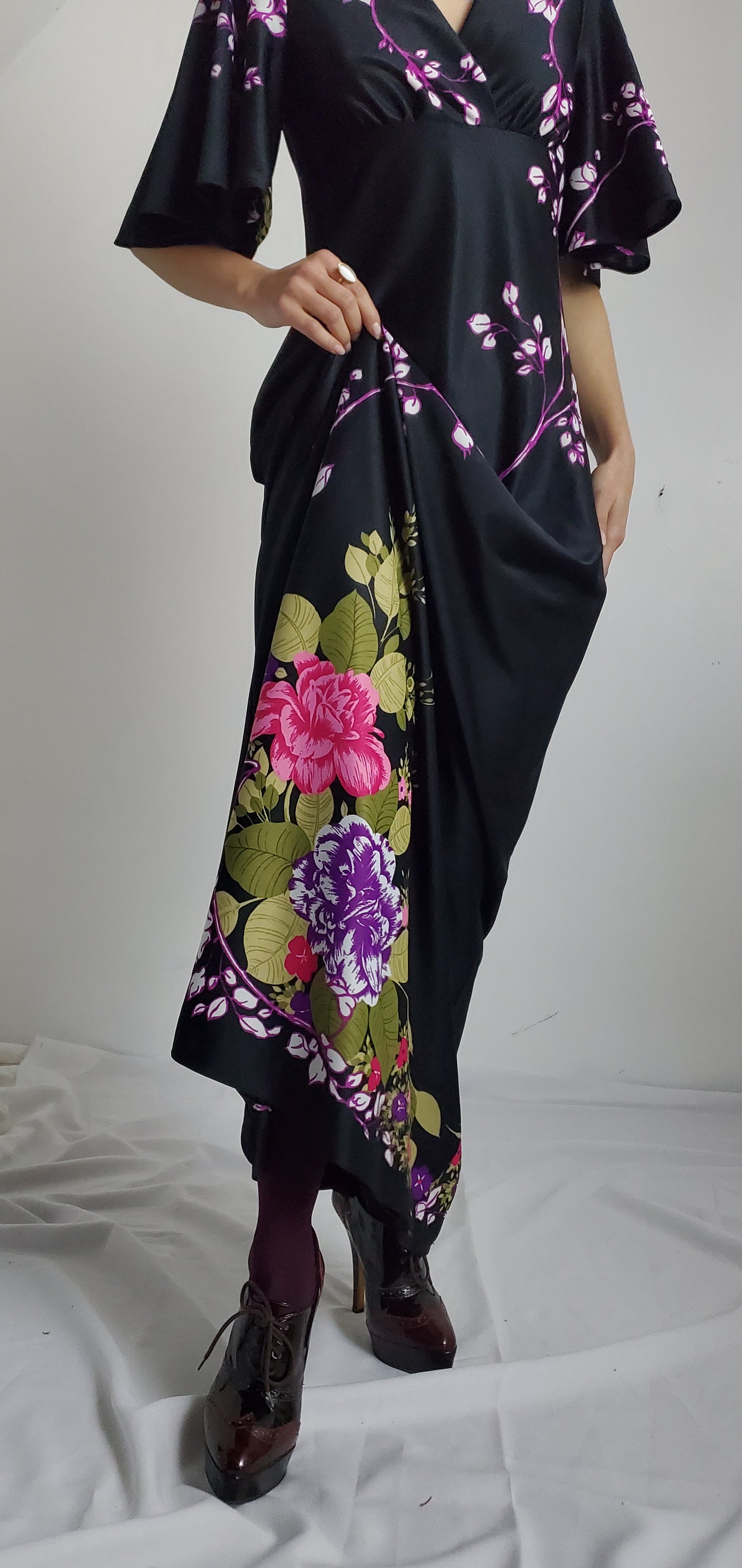 MAXI DRESS 70S BLACK